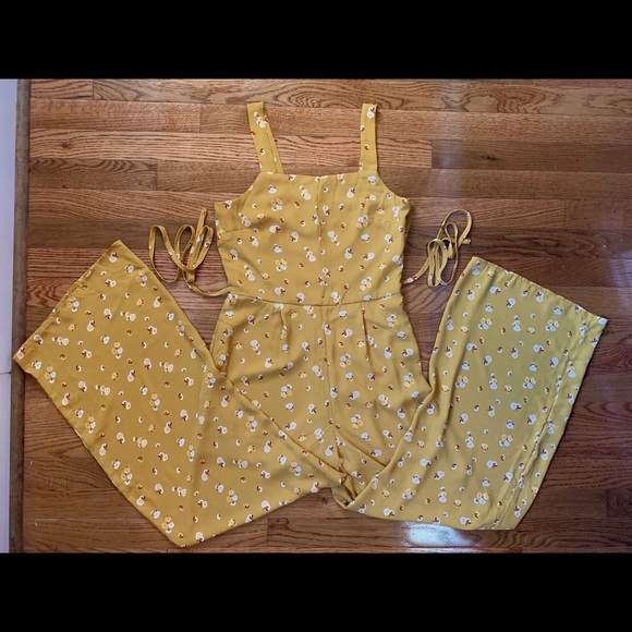 Blue Rain Francesca Flowered Yellow Jumpsuit - Picture 1 of 11